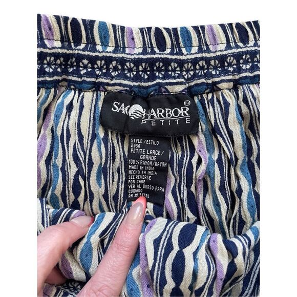 Vintage Sag Harbor Petite Boho Midi Skirt – Size PL – 100% Rayon, Made in India - Picture 3 of 5